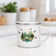 Robust, Lightweight Forest Meadow Enamel Mug, Home Brew, Coffee, Tea, camping, and hiking
