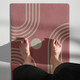 Top-down view of the red Deco yoga mat showing its curved geometric pattern and soft microfibre suede surface