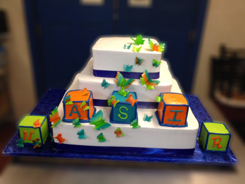 Baby Blocks Butterfly Shower Cake (Model# 43001)