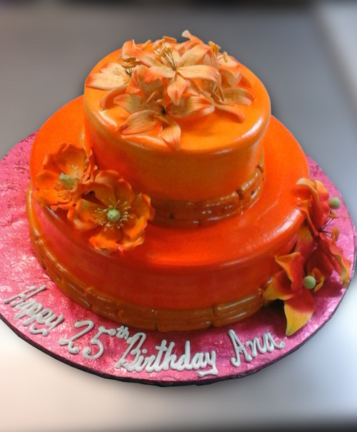 Orange Tiger Lily Floral Cake (Model# 12004)