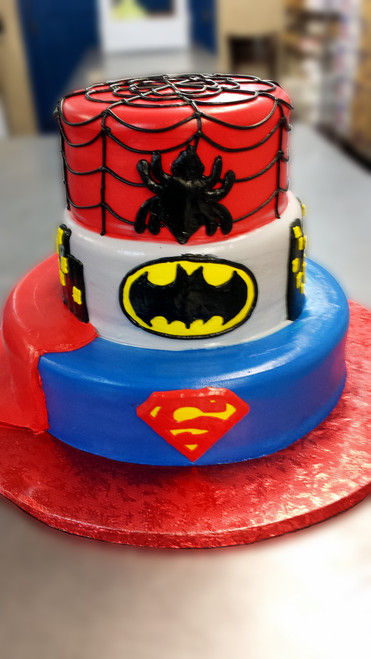 Three-Tier Superhero Birthday Cake (Model# 13001)