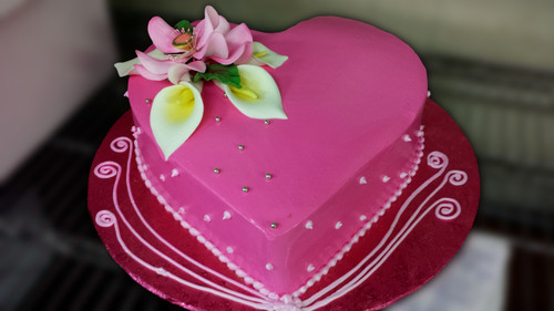 Pink Heart Calla Lily Cake (Model# 61004)
