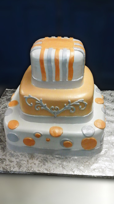 Gold and Silver Tiered Celebration Cake (Model# 53001)