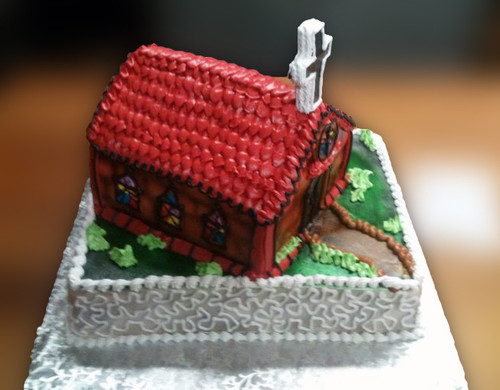 Red-Roofed Church Chapel Cake (Model# 52002)