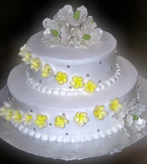 Yellow Plumeria Floral Tiered Cake (Model# 22002)