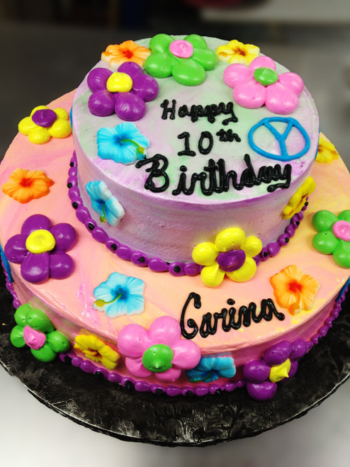 Neon Flower Power Birthday Cake (Model# 12005)