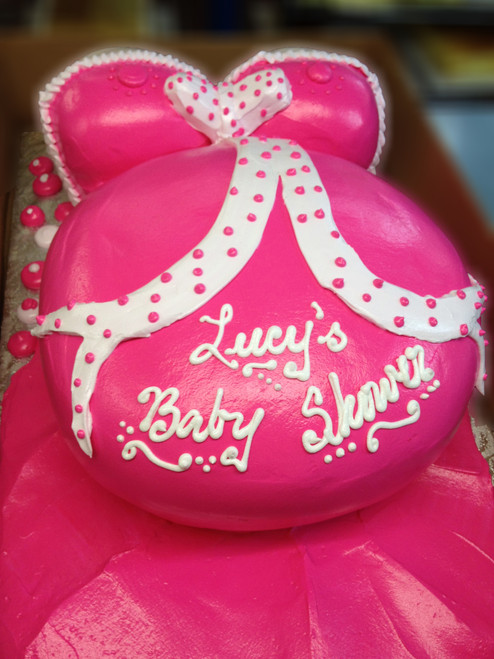 Pink Polka Dot Baby Bump Shower Cake (Model# 41005)