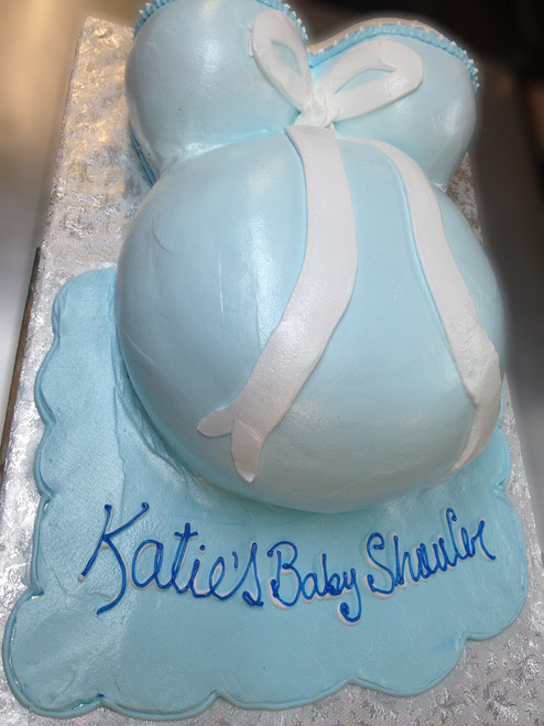 Blue Ribbon Baby Bump Shower Cake (Model# 41006)