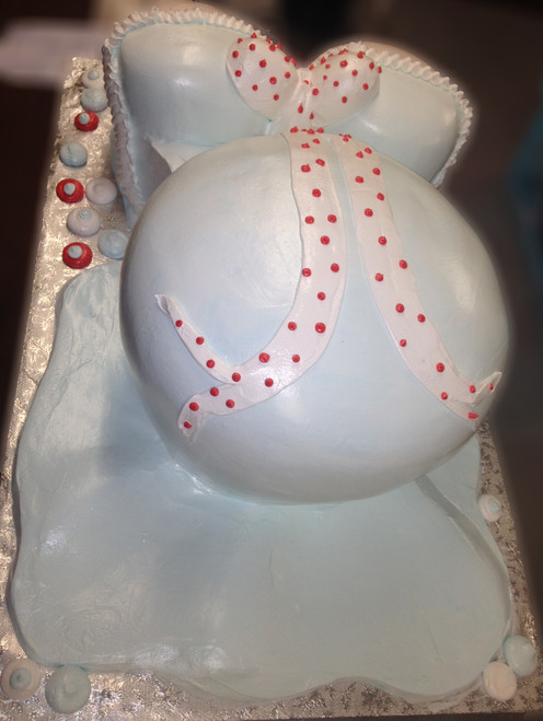 Red Polka Dot Bow Baby Bump Cake (Model# 41007)