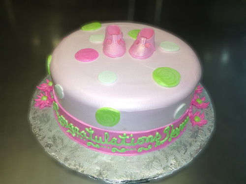 Pink Baby Booties Polka Dot Shower Cake (Model# 41022)