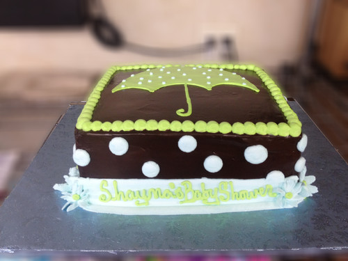 Green Umbrella Baby Shower Cake (Model# 41021)
