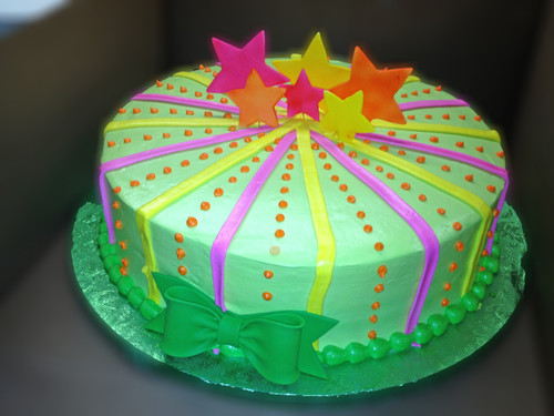 Neon Shooting Stars Birthday Cake (Model# 41028)