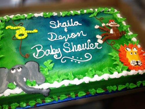 Jungle Safari Animals Baby Shower Cake (Model# 41034)