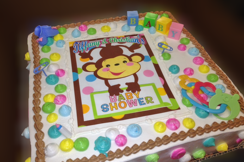 Cheerful Monkey Baby Shower Cake (Model# 41035)
