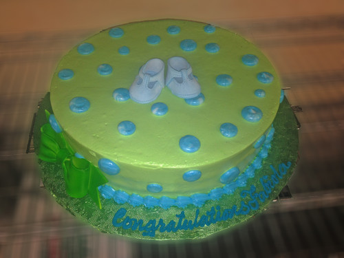 Baby Booties and Blue Dots Shower Cake (Model# 41037)