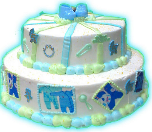 Baby Boy Clothesline Two-Tier Shower Cake (Model# 42003)