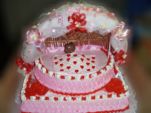 Pink Bassinet Cradle Baby Shower Cake (Model# 42004)