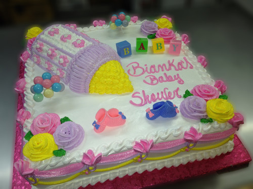 Baby Booties and Blocks Floral Shower Cake (Model# 42014)