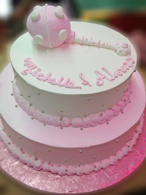 Pink Baby Rattle Shower Cake (Model# 42015)