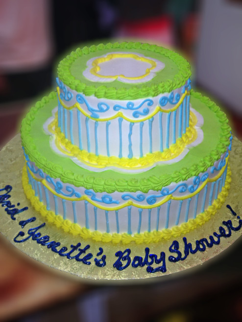 Green and Blue Baby Shower Cake (Model# 42024)