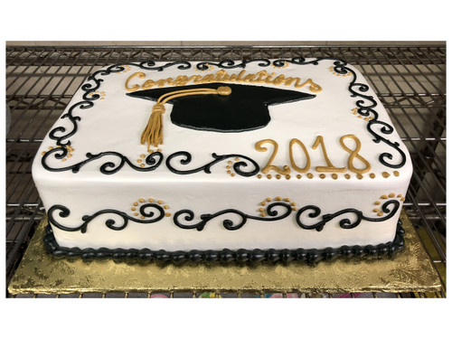 01001 Grad Hat Scroll Cake