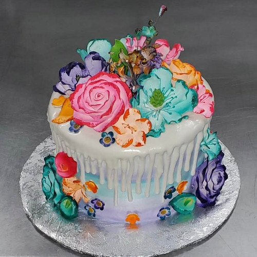 Vibrant Floral Drip Cake (Model# 11088)
