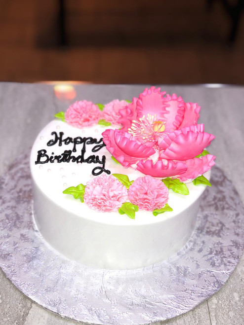 Pink Peony Floral Birthday Cake (Model# 11102)