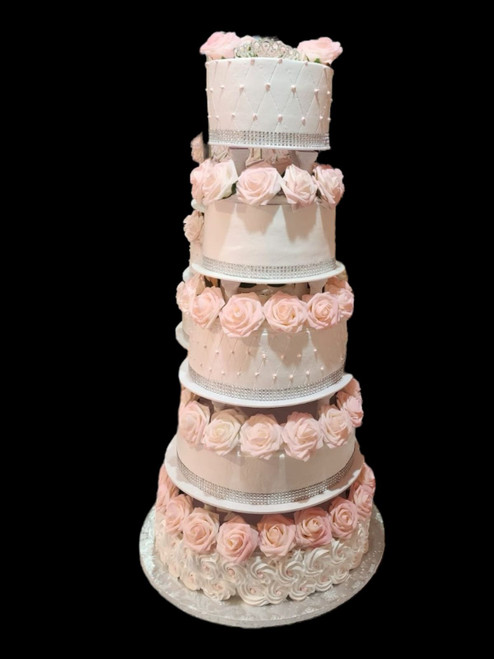 Pink Roses Wedding Cake (Model# 35001)