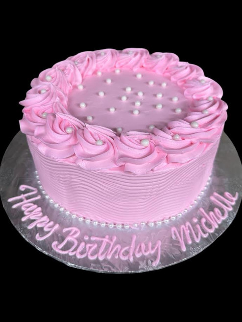 Pink Rosette Birthday Cake (Model# 11130)
