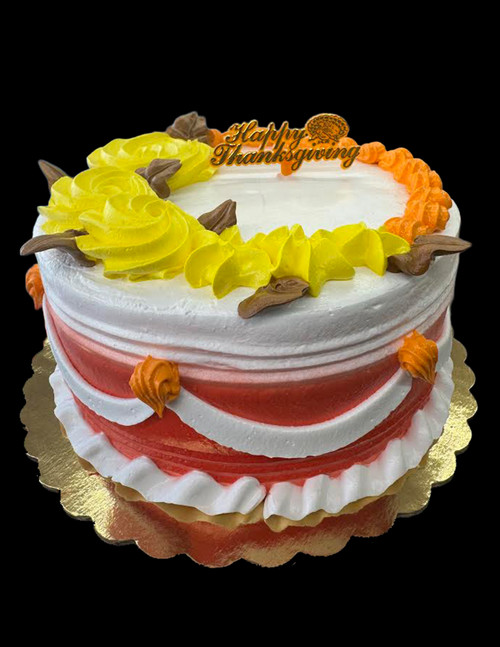 Happy Thanksgiving Fall Leaves Cake (Model# 61714)