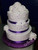 Purple Ribbon White Roses Wedding Cake (Model# 23004)