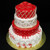 Red and Gold Roses Tiered Cake (Model# 24010)