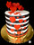 Black and White Stripe Red Hearts Cake (Model# 22005)
