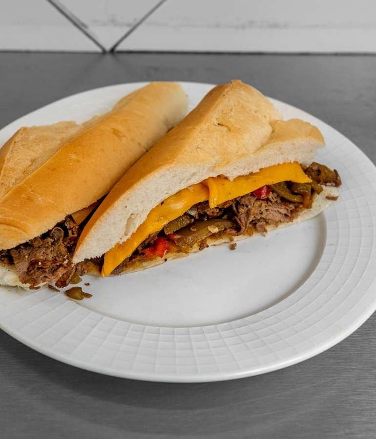 Philly cheese steak on a hero roll