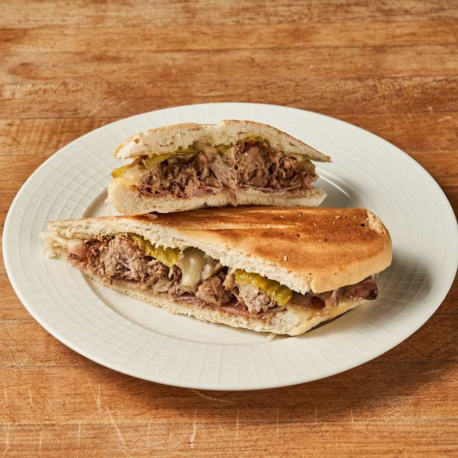 Cuban sandwich cut in half