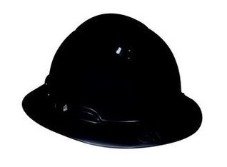 black full brim hard hat