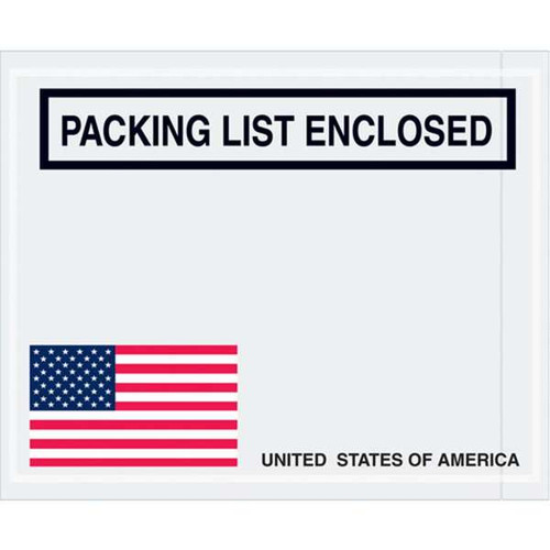 American Flag Packing List Envelopes