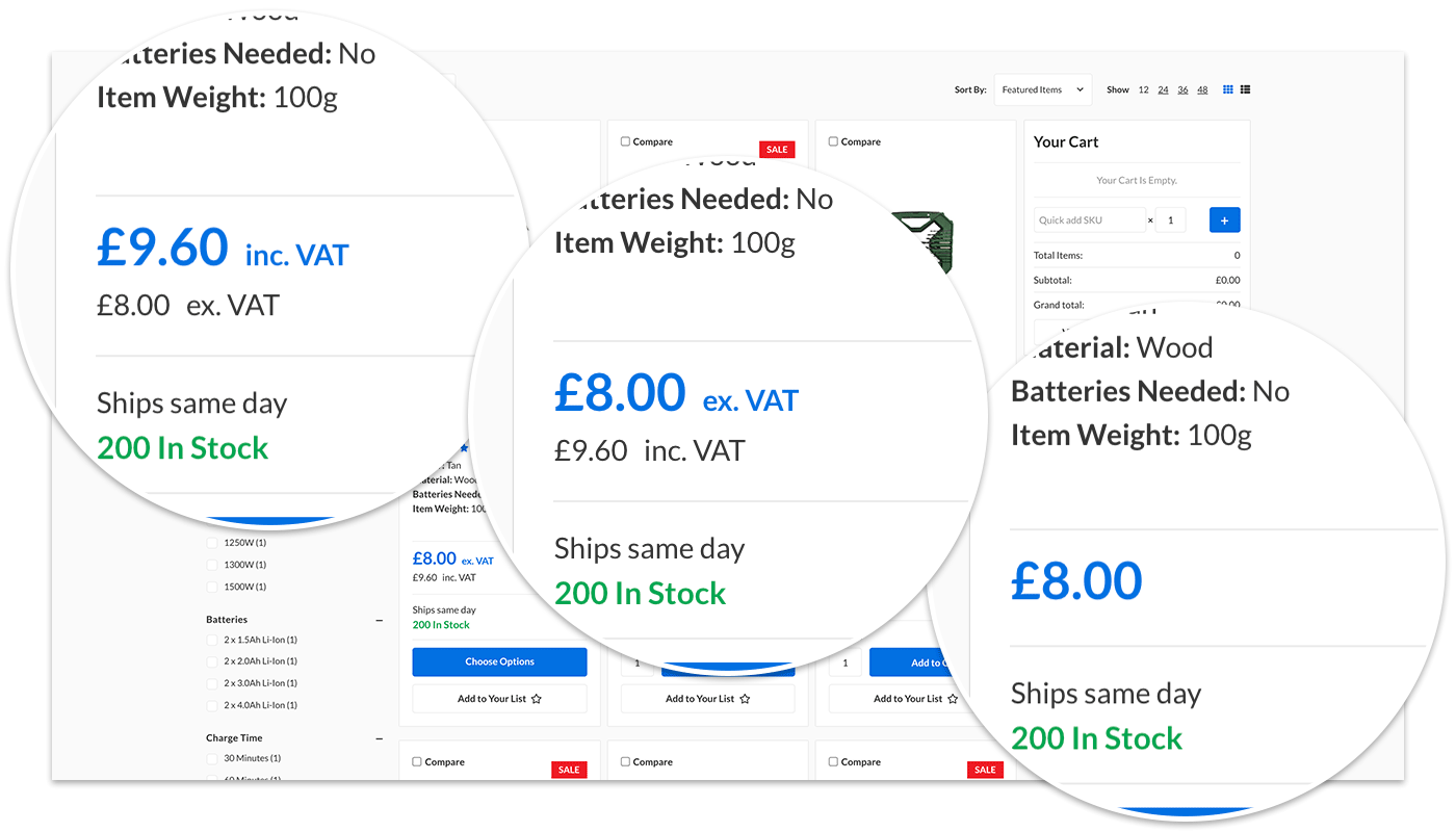 Configurable tax display