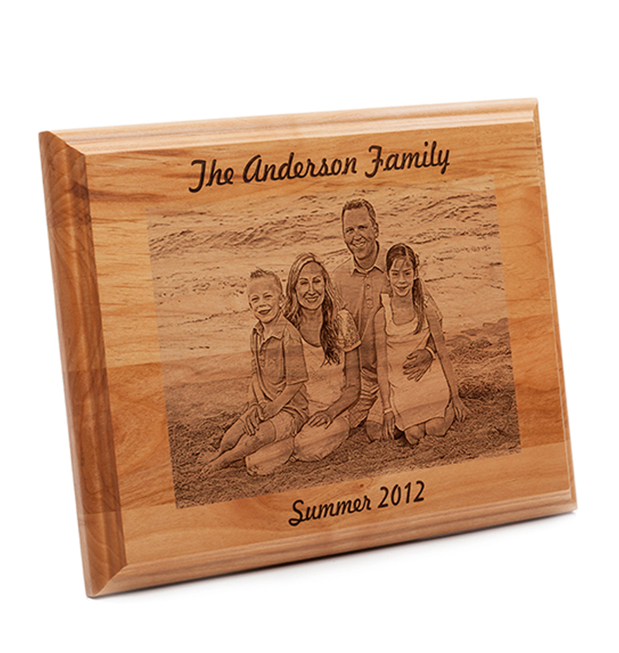 Engraved Wood Family Photo Plaque