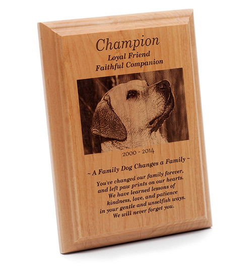 Wood Engraved Pet Memorial Plaque with Photo