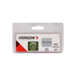 Arrow 18 Gauge Brad Nails, White, 1", 2000ct