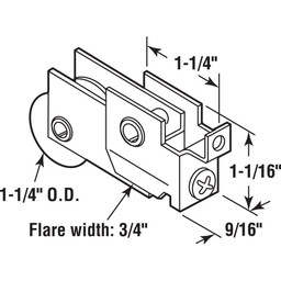 1-1/4 in. Nylon Ball Bearing Sliding Door Roller Assembly (Single Pack)