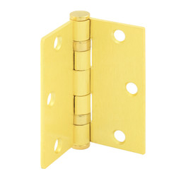 Door Hinge Commercial Smooth Pivot 2 Ball Bearing, 3-1/2 in. x 3-1/2 in. with Square Corners, 3 Holes per Leaf with Screws, Satin Brass Finish, .122 in. Gauge (3 Pack)