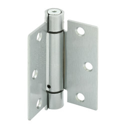Door Hinge Commercial UL Adjustable Self-Closing Spring Hinge, 3-1/2 in. x 3-1/2 in. with Square Corners, 3 Holes per Leaf with Screws, Satin Nickel Finish, .106 in. Gauge (3 Pack)