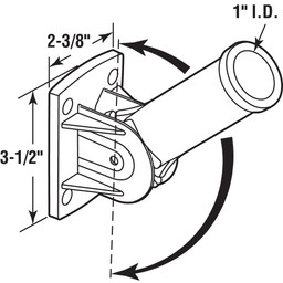 Flag Pole Holder, White UV Resistant Plastic, Adjustable 18 Degrees