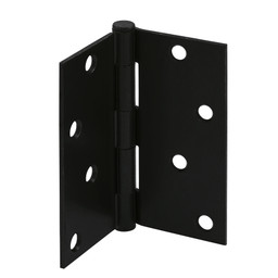 Door Hinge Residential Smooth Pivot, 4 in. x 4 in. with Square Corners, 4 Holes per Leaf with Screws, Matte Black Finish, .087 in. Gauge (3 Pack)