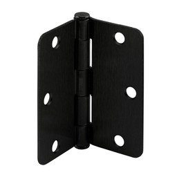 Door Hinge Residential Smooth Pivot, 3-1/2 in. x 3-1/2 in. with 1/4 in. Radius Corners, 3 Holes per Leaf with Screws, Matte Black Finish, .087 in. Gauge (12 Pack)