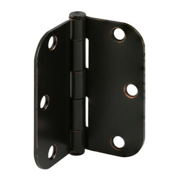 Door Hinge Residential Smooth Pivot, 3-1/2 in. x 3-1/2 in. with 5/8 in. Radius Corners, 3 Holes per Leaf with Screws, Oil Rubbed Bronze Finish, .087 in. Gauge (3 Pack)