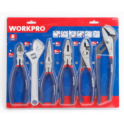 WORKPRO  6 Piece Tool Set, 7in., 8in. and 10in. Tools, Drop Forged Carb (Single Pack)