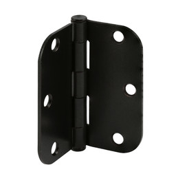 Door Hinge Residential Smooth Pivot, 3-1/2 in. x 3-1/2 in. with 5/8 in. Radius Corners, 3 Holes per Leaf with Screws, Matte Black Finish, .087 in. Gauge (12 Pack)